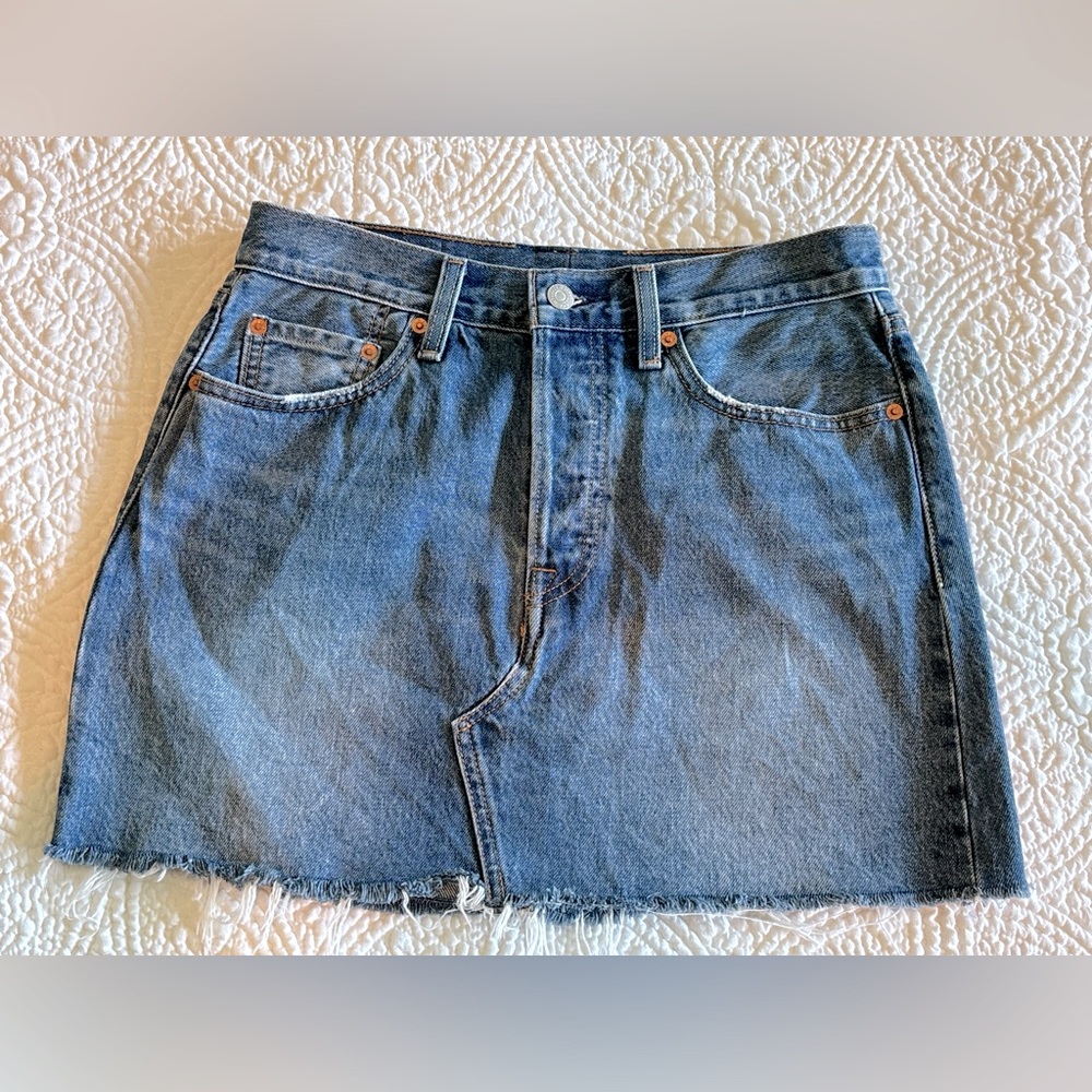 Levi's Blue Asymmetrical Mini Skirt Casual - Women Size 29